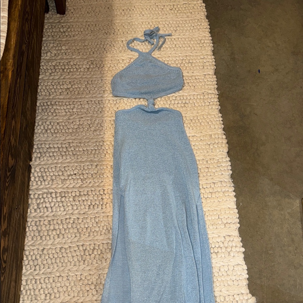 Light Blue Halter dress.